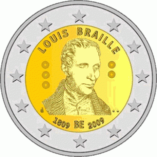 2 EURO 2009 200 jaar Louis Braille UNC België